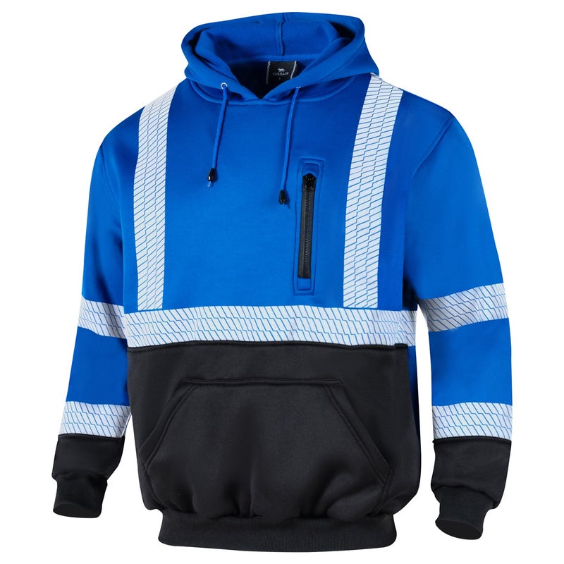 VENDACE High Visibility Reflective Safety Fleece Sweatshirt Hoodies for Men ANSI Class 3 Hi Vis Pullover Hoodie Jacket(Royal blue,L) - Image 1