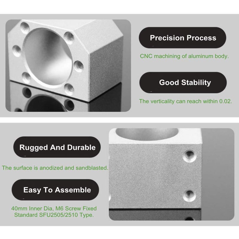 Thincol Ballscrew Nut Housing for SFU 2505 / SFU 2510, DSG25H Ball Screw Nut Housing Seat Mount Bracket Holder Base for CNC Router Milling Drilling - Image 1
