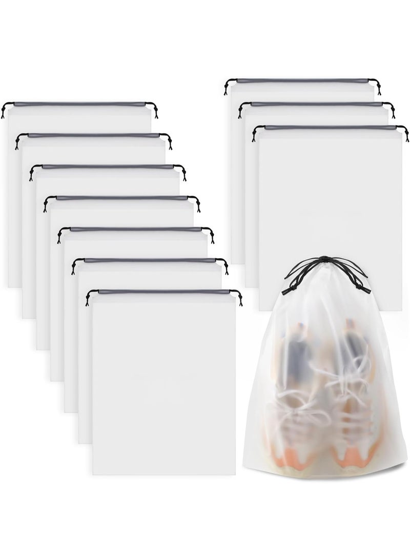 10 Pack Clear Translucent EVA Drawstring Shoe Storage Bags 15.7x11.8 Inch Waterproof Dustproof Portable Travel Organizer Pouches for Sneakers Heels Boots Clothes Gym Laundry - Image 1