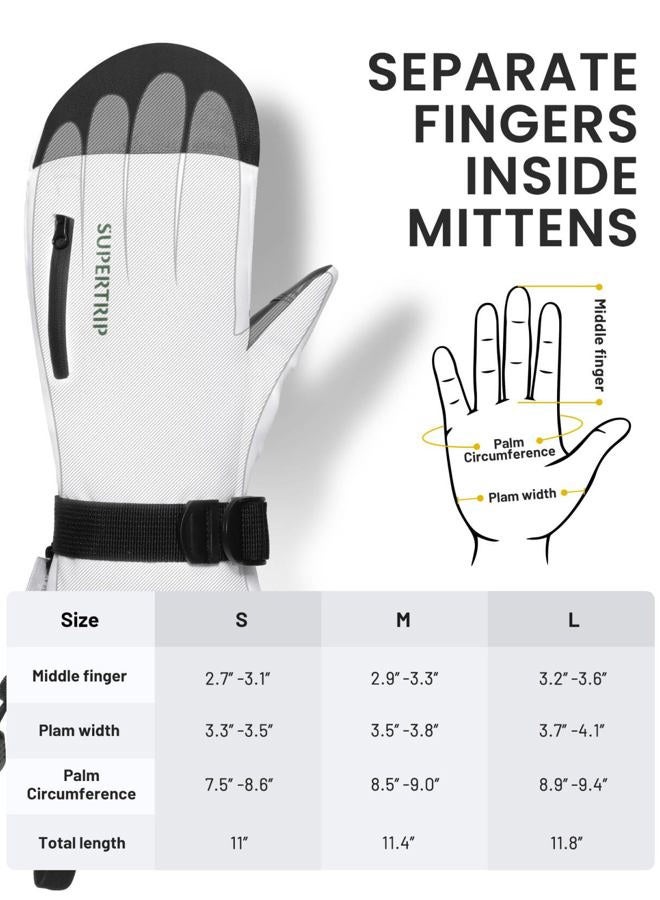 Supertrip Ski Mittens Women Men, Waterproof Ski Gloves Touch-Screen Anti-Slip Snow Mittens 3M Thinsulate, Warm Insulated in Cold Weather Winter - Image 2