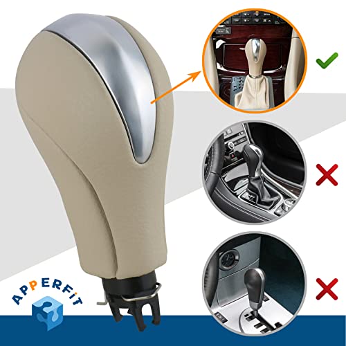 APPERFiT Gear Shift Knob for Automatic Transmission Gear Shifter 34910-1LA6C Compatible with Infiniti EX35 FX35 FX50 G25 G35 G37 Q60 QX50 QX56 QX70 Beige & Silver - Image 2