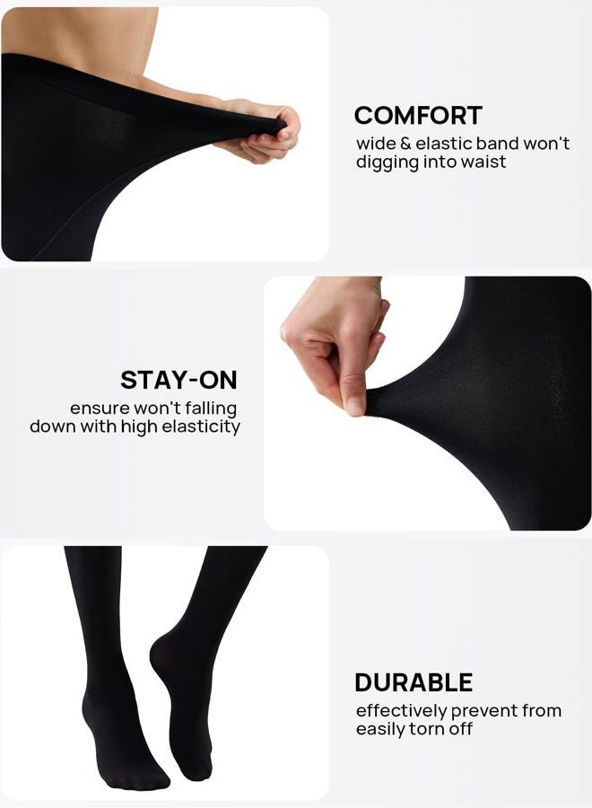 MANZI Women's 2-6 Pairs Opaque Control Top Tights Comfort Stretch 70 Denier Pantyhose, Black 3 Pairs, M - Image 4
