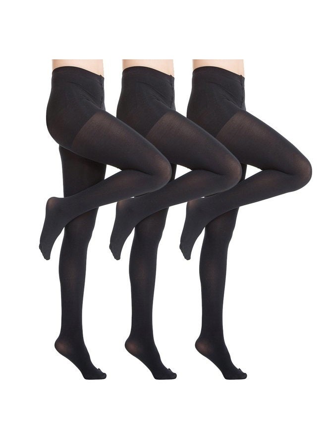 MANZI Women's 2-6 Pairs Opaque Control Top Tights Comfort Stretch 70 Denier Pantyhose, Black 3 Pairs, M - Image 1