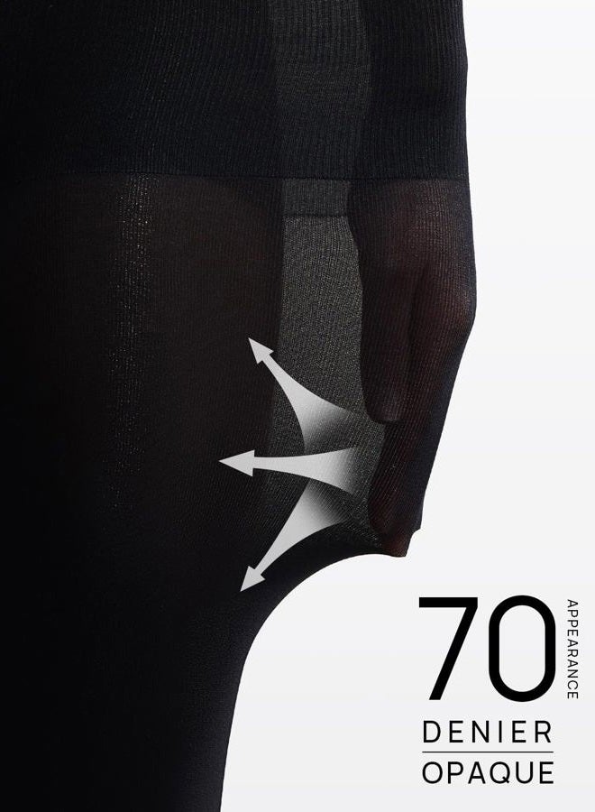MANZI Women's 2-6 Pairs Opaque Control Top Tights Comfort Stretch 70 Denier Pantyhose, Black 3 Pairs, M - Image 5