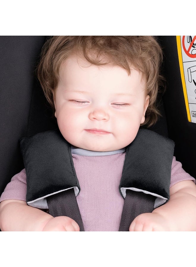 COOLBEBE Car Seat Straps Shoulder Pads for Baby Kids, Super Soft Seat Belt Covers for All Car Seats/Pushchair/Stroller/High Chair (Black/Grey) - Image 2