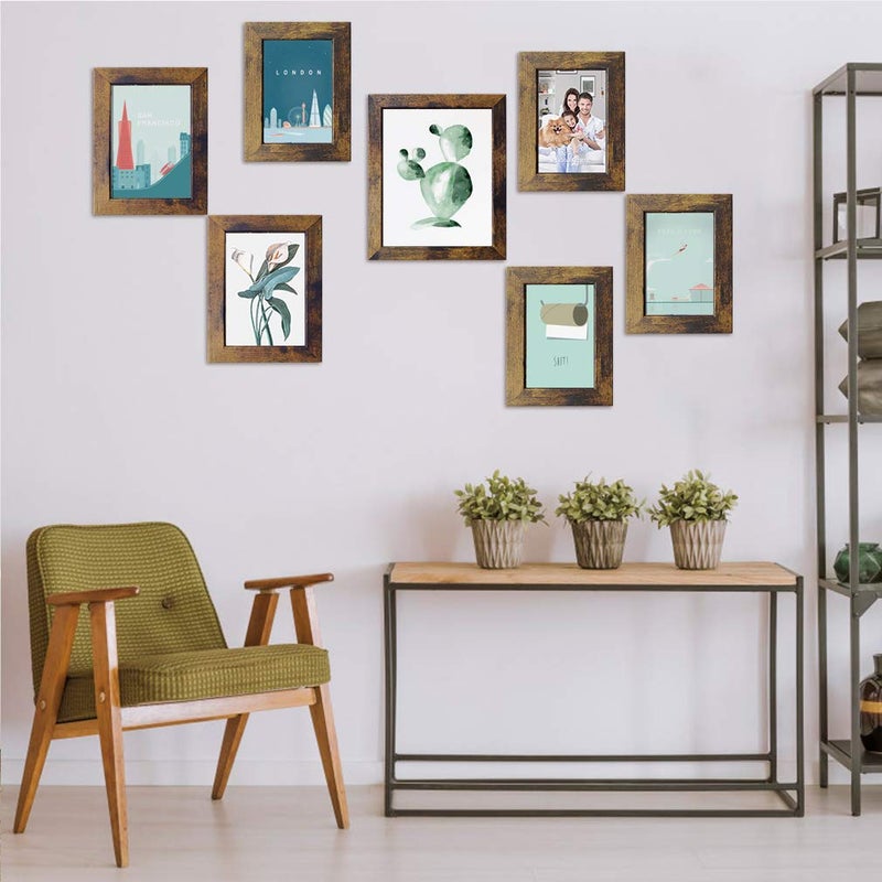 PETAFLOP 8x10 Picture Frame Rustic Brown Frames Fits 8 by 10 Inch Prints Wall Tabletop Display  7 Pack - Image 5