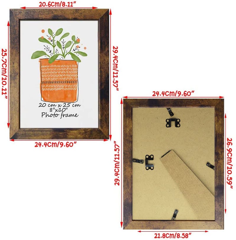 PETAFLOP 8x10 Picture Frame Rustic Brown Frames Fits 8 by 10 Inch Prints Wall Tabletop Display  7 Pack - Image 2