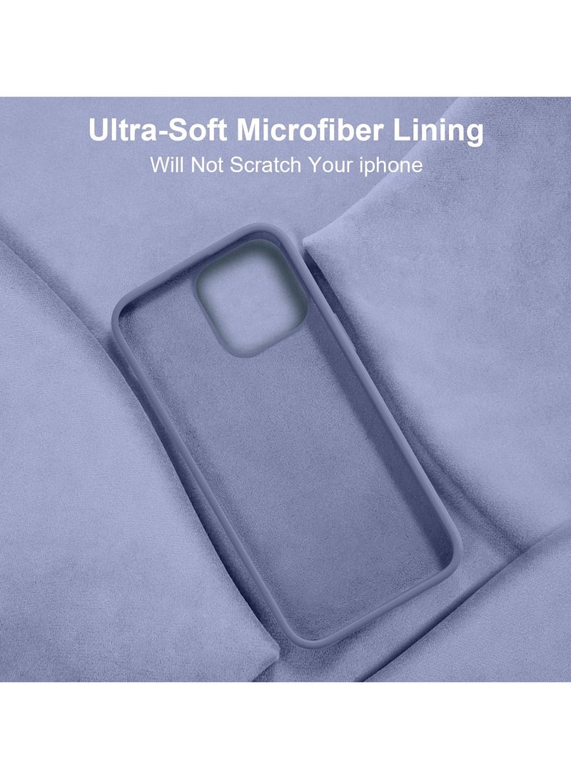 متوافق مع حافظة iPhone 15 Plus/14 Plus مقاس 6.7 بوصة من السيليكون السائل النحيف 4 طبقات من مطاط الجل الناعم المقاوم للصدمات مع بطانة مضادة للخدش من الألياف الدقيقة (أزرق رمادي) - Image 2