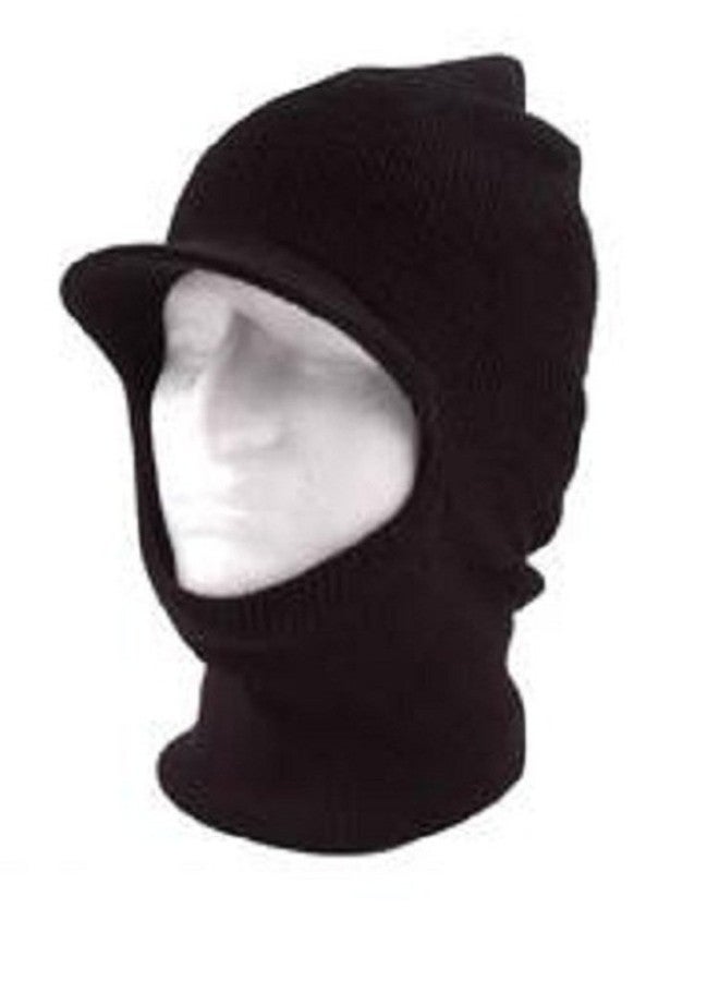 Black Knit One 1 Hole Visor Balaclava Winter Brimmed Face Ski Mask