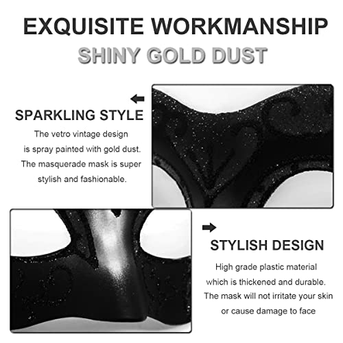 Cosmer Masquerade Mask for Couples Lace Eye Mask Venetian Carnival Halloween Mask Party Ball Prom Mask Costume Mardi Gras Cosplay 2Pack (Black) - Image 3