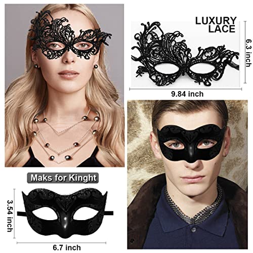 Cosmer Masquerade Mask for Couples Lace Eye Mask Venetian Carnival Halloween Mask Party Ball Prom Mask Costume Mardi Gras Cosplay 2Pack (Black) - Image 5