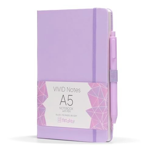 Kitabby – VIVID Notes with Pen | A5 Size | Hard Bound Notebook with Elastic Band & Pen Loop | 192 Pages | 80gsm Natural Shade Paper | Polymer Coated Paper Cover Material – (Lilac) - Image 2