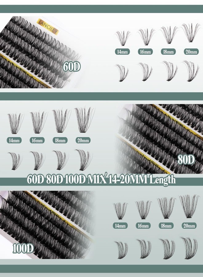 Lanciley 480PCS Lash Clusters 10-20MM 20D+30D+40D+60D+80D+100D Thick Volume Eyelash Extensions Fluffy Eyelash Clusters Wispy Long Individual Lashes Natural D Curl Lash Extension Thin Band Soft False Lashes-6 - Image 4
