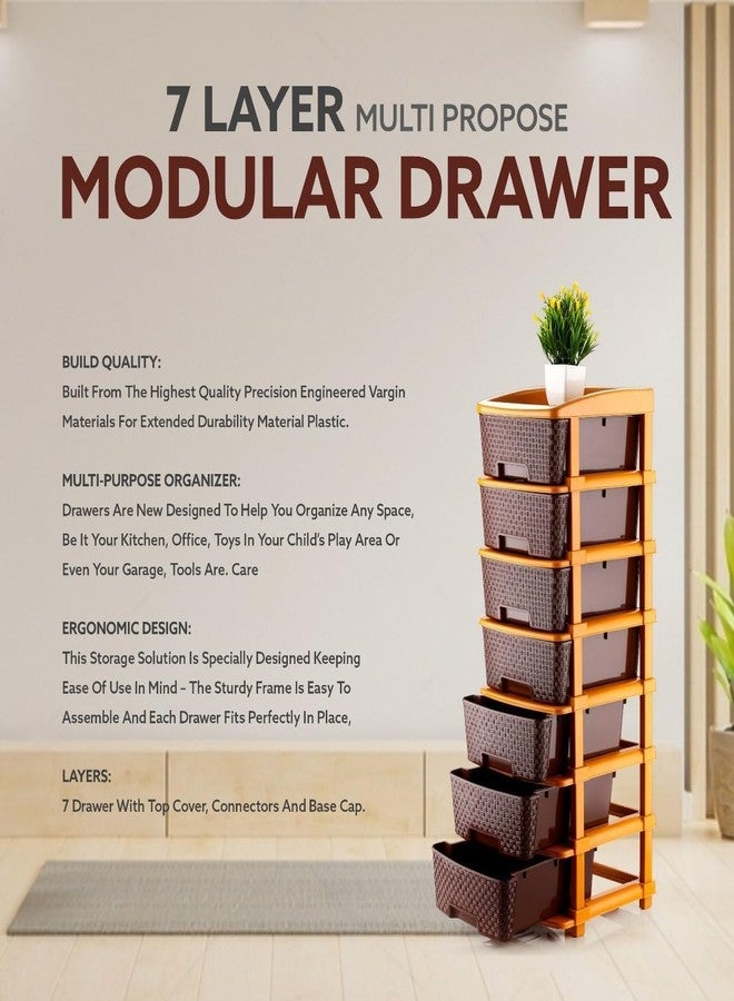 نظام أدراج معياري بلاستيكي 7 XL للمنزل والمكتب والمستشفى والصالون والمدرسة والأطباء والمنزل والأطفال، أبعاد المنتج عند التجميع (30 سم × 37 سم × 105 سم) (7XL) - Image 5