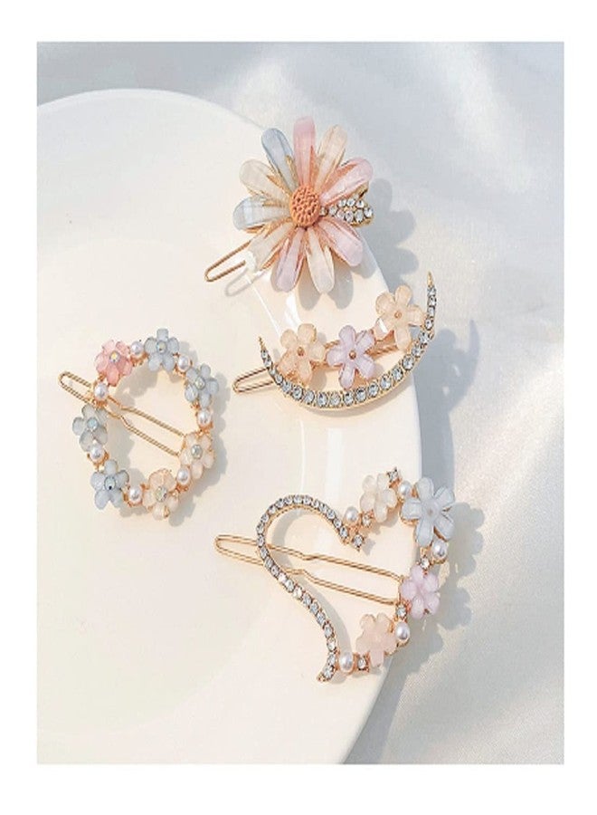 ARANKA Pack of 4 Korean Style Flower Hair Pin Clip Barrettes Clips Hair Accessories for Girls Ladies Resin Hairpins for Women Headwear Styling Accessories Set of 4 - Image 5