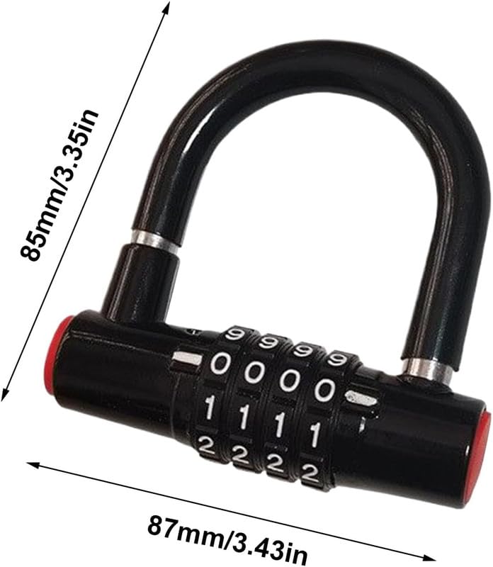 GNOLY Strength Bicycle D Lock – 4-Digit Combination Anti-Theft U-Lock for Electric-Bike Scooter Moped – Metal Shackle with Scratch-Proof Covering – Easy to Mount on Frame (1 Pcs) - Image 3