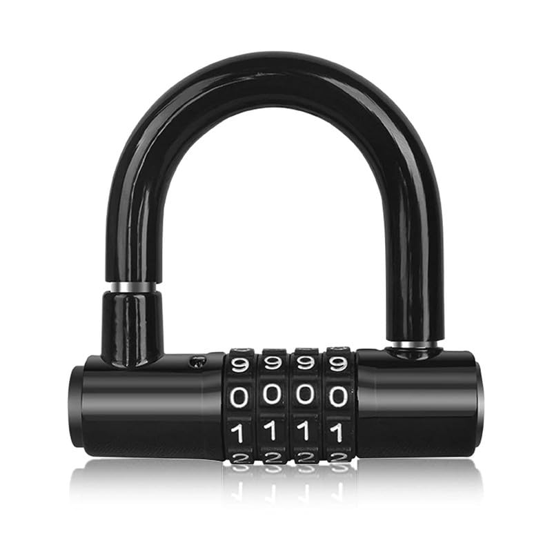 GNOLY Strength Bicycle D Lock – 4-Digit Combination Anti-Theft U-Lock for Electric-Bike Scooter Moped – Metal Shackle with Scratch-Proof Covering – Easy to Mount on Frame (1 Pcs) - Image 1