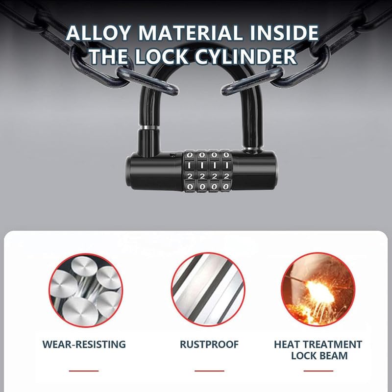GNOLY Strength Bicycle D Lock – 4-Digit Combination Anti-Theft U-Lock for Electric-Bike Scooter Moped – Metal Shackle with Scratch-Proof Covering – Easy to Mount on Frame (1 Pcs) - Image 5