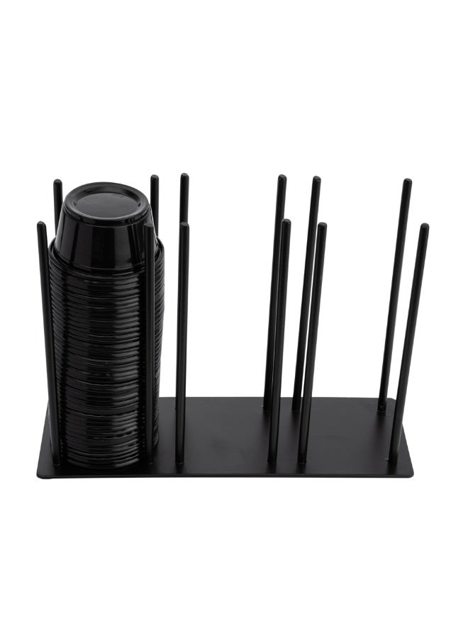 Restaurantware RW Base 8.25 Inch x 3 Inch x 6 Inch Cup And Lid Organizer, 1 3-Section Cup And Lid Holder - Horizontal Design, Compact, Black Iron Cup And Lid Dispenser, For Countertops And Storage  - Image 2