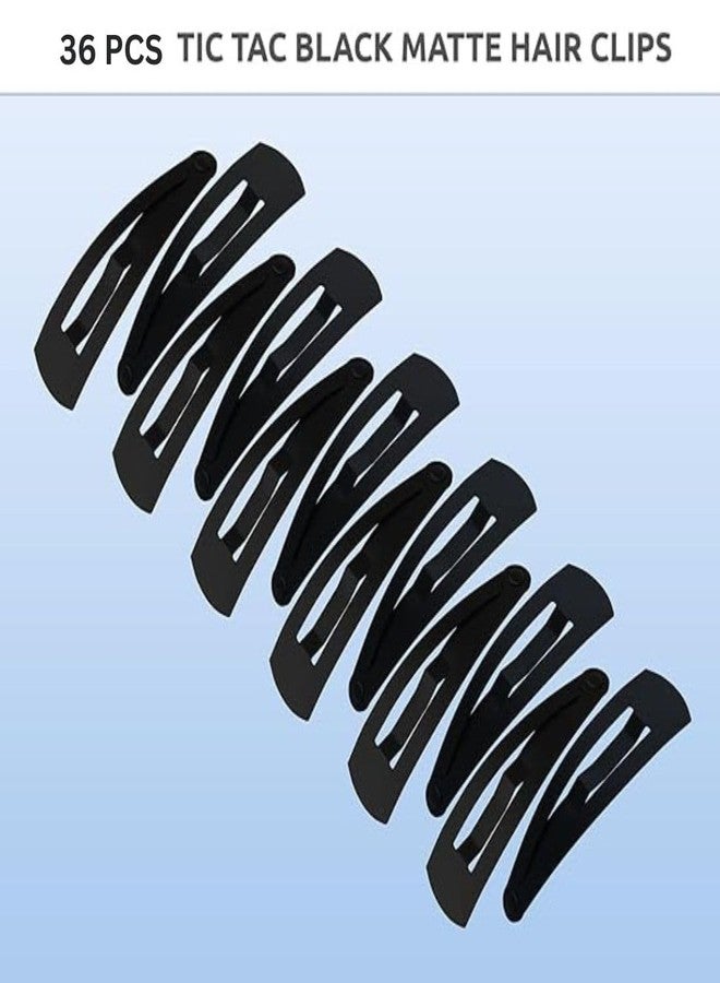 ZAPAKA Black Tik-Tak Small 3 cm Hair Clips for Girls 36 PCS Tic tac Snap Clips | Non-Slip Black Metal Hair Pins for Women | Hair Accessories for Kids 3 CM - Image 3