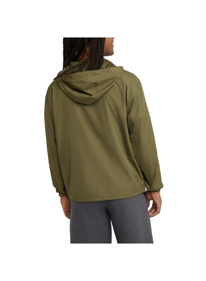 Champion Stadium Packable Jacket, Lightweight Water and Wind Resistant Pullover, Half Zip Hooded Windbreaker, Cargo Olive-549369, XXL - Image 2