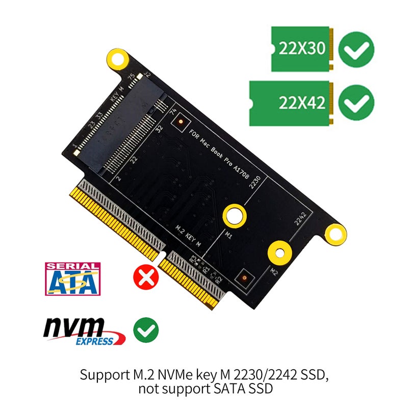 M.2 NVME SSD Adapter Card M.2 NVMe Key M 2230/2242 SSD Converter Card Replacement for MacBook Pro A1708 - Image 2