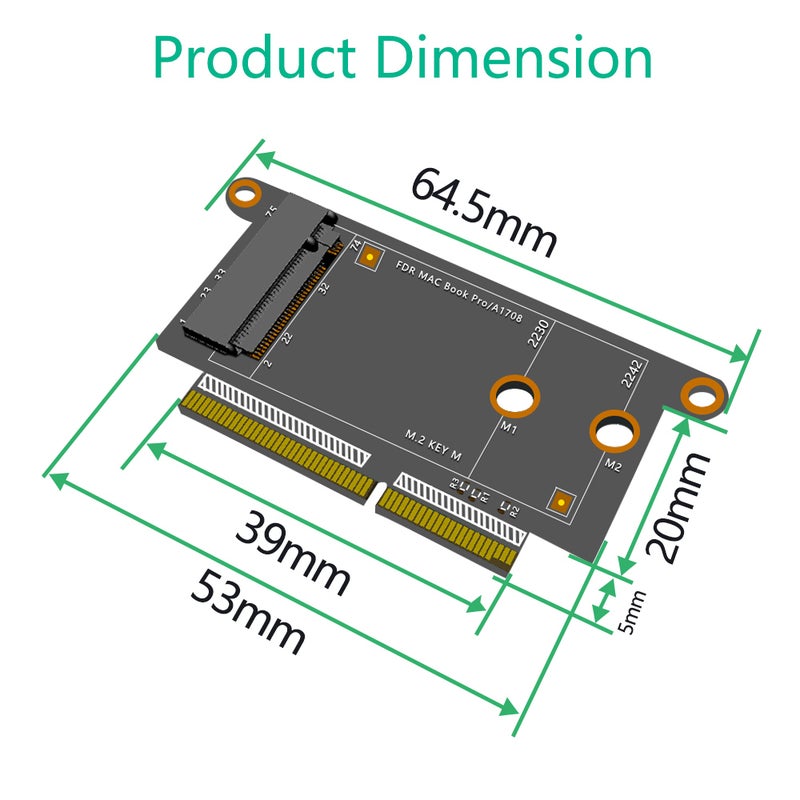 M.2 NVME SSD Adapter Card M.2 NVMe Key M 2230/2242 SSD Converter Card Replacement for MacBook Pro A1708 - Image 4