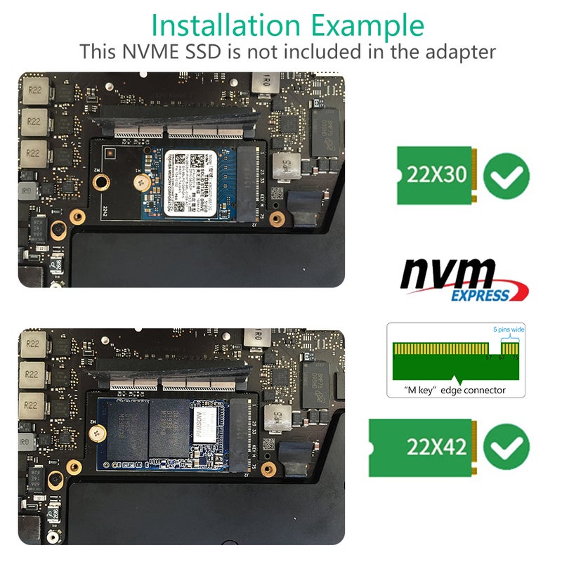 M.2 NVME SSD Adapter Card M.2 NVMe Key M 2230/2242 SSD Converter Card Replacement for MacBook Pro A1708 - Image 5