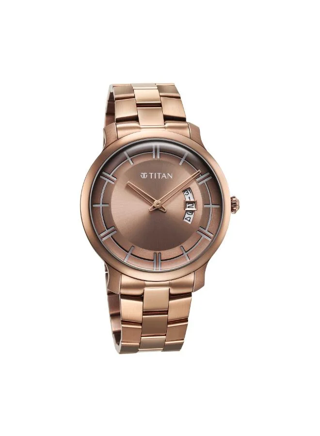 تيتان Men Analog Display Watch With Coffee Stainless Steel Strap - 90170QM02