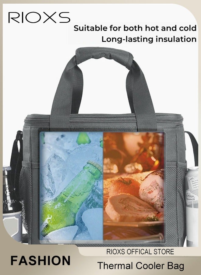 RIOXS Collapsible Cooler Bag Insulated Large Reusable Grocery Bags Cooler Removable Shoulder Strap for Beach Camping Picnic Travel Outdoor - Image 3