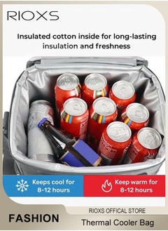 RIOXS Collapsible Cooler Bag Insulated Large Reusable Grocery Bags Cooler Removable Shoulder Strap for Beach Camping Picnic Travel Outdoor  - Image 4