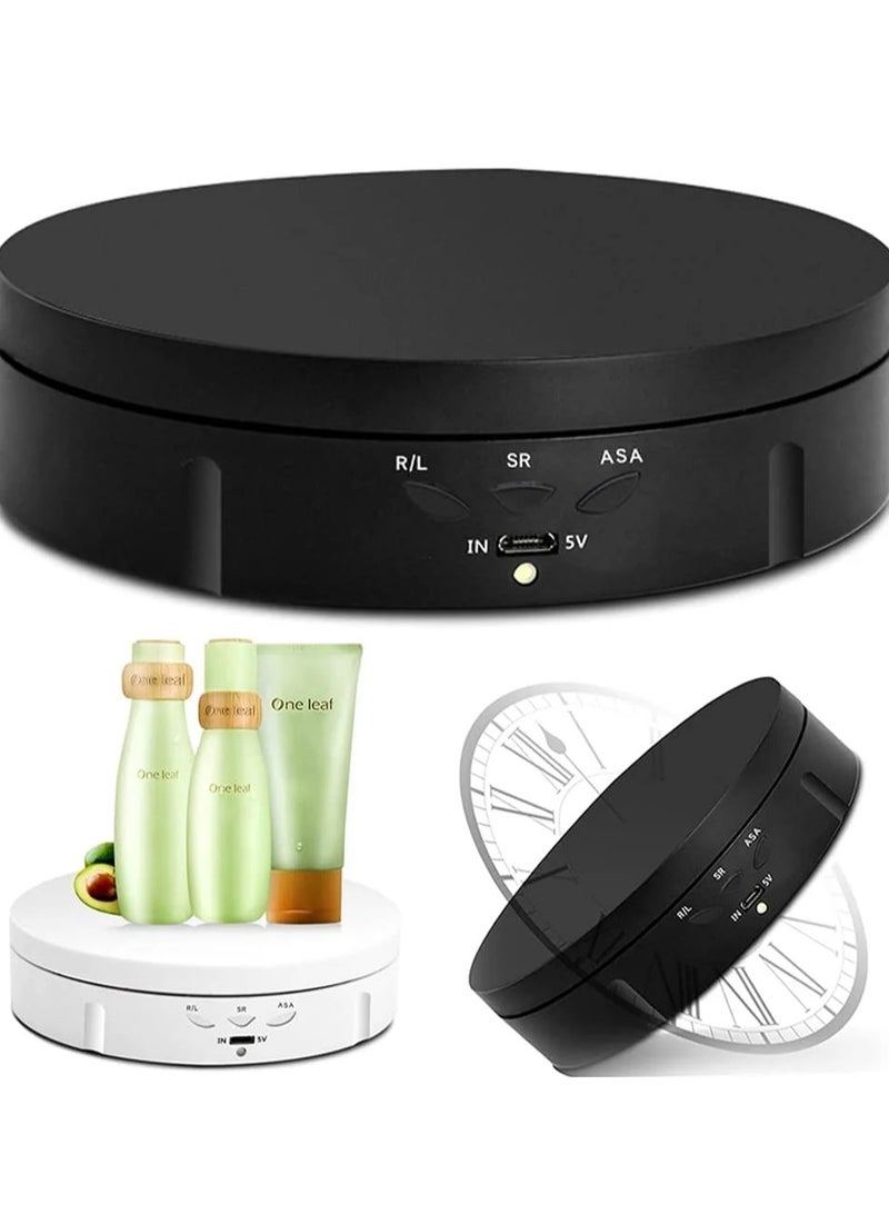Xria 14.6cm 360 Degree Electric Rotating Turntable Display Racks Stand with USB-C Charging Portfor Products Photography Studio Shooting(Black) - Image 2