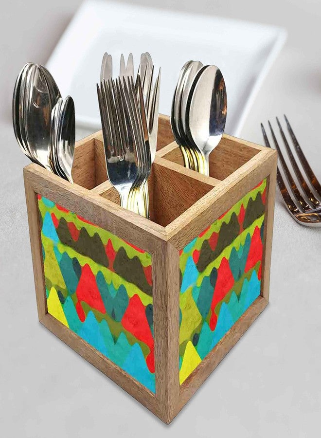 Nutcase Wooden Cutlery Stand Holder Silverware Caddy Spoons Forks Knives Organizer for Dining Table & Kitchen -Made in India-Spoons NOT Included - Color Mounts - Image 2