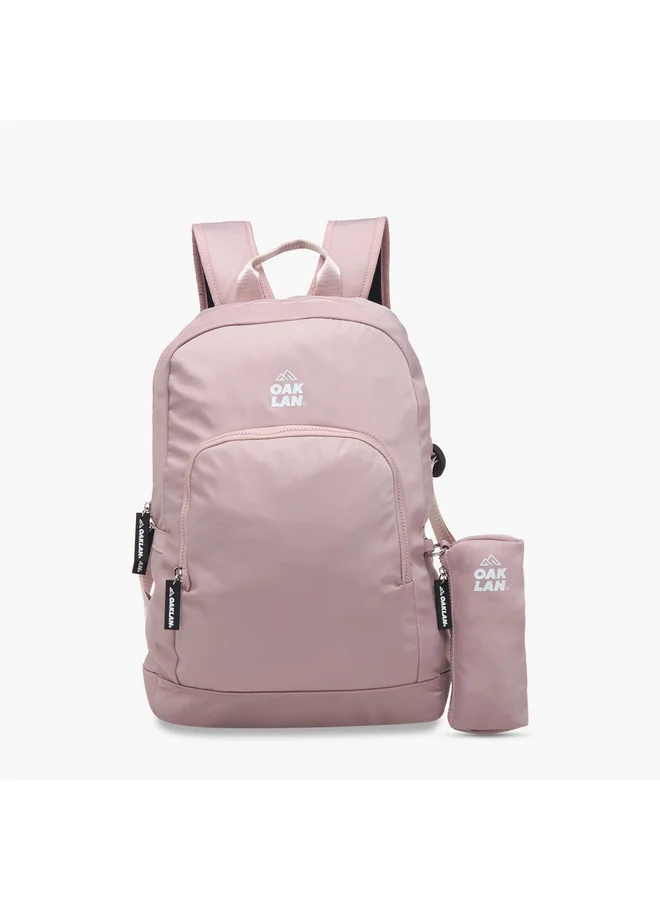 Oaklan by Shoexpress Women Logo Print School Backpack with Zip Closure and Pouch - 32x13x45 cm
