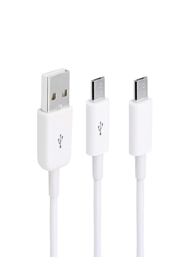 CERRXIAN 3Ft USB 2.0 Type A Male to 2 Micro USB Male Splitter Y Data Charge Connector Adapter Cable (White) - Image 1