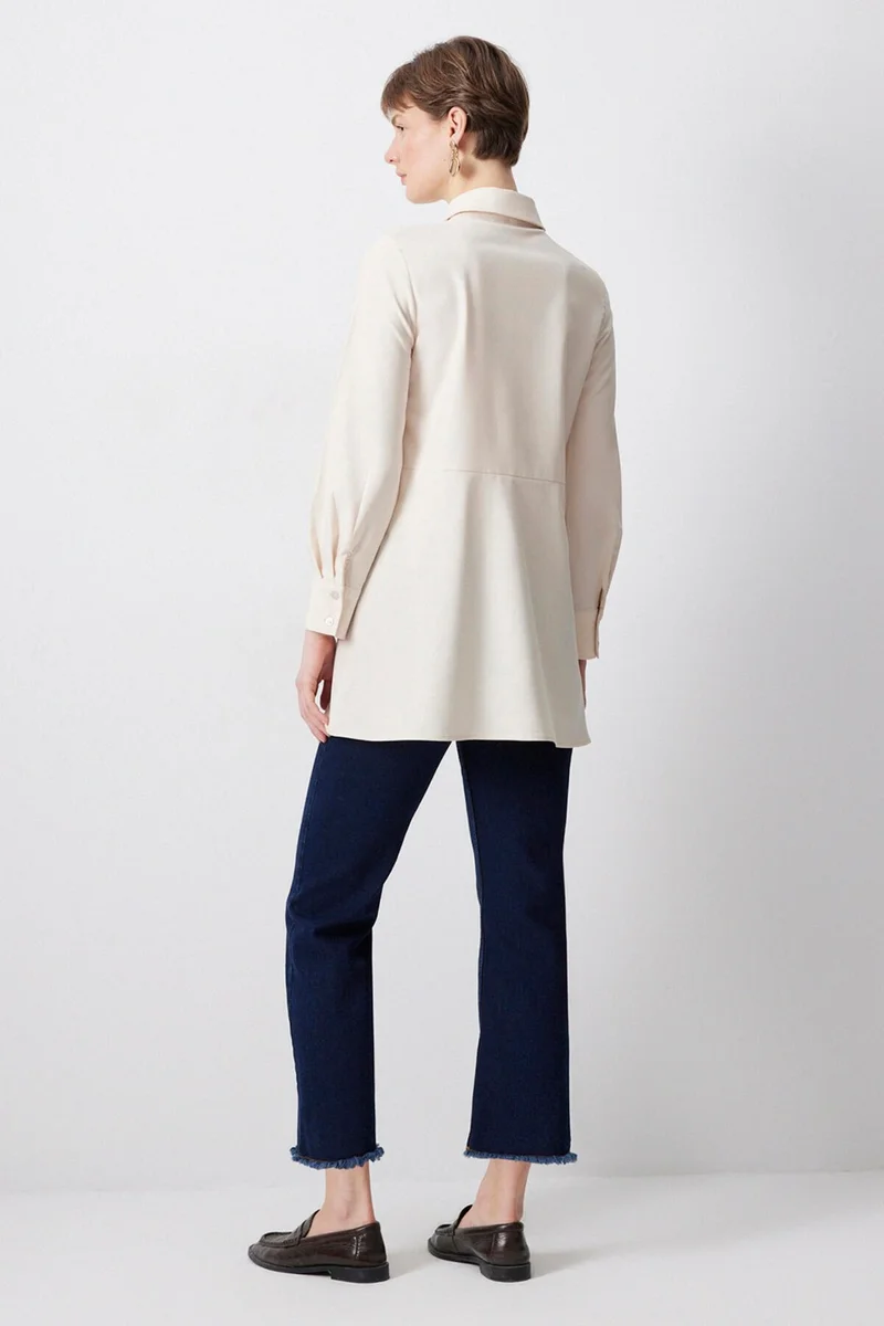 Touche Gold Button Detailed Viscose Shirt