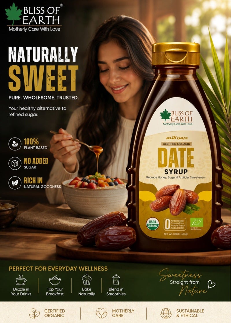 Bliss of Earth USDA Organic Date Syrup 400g, Sugarfree Vegan & Clean Label Date Molasses - Image 3