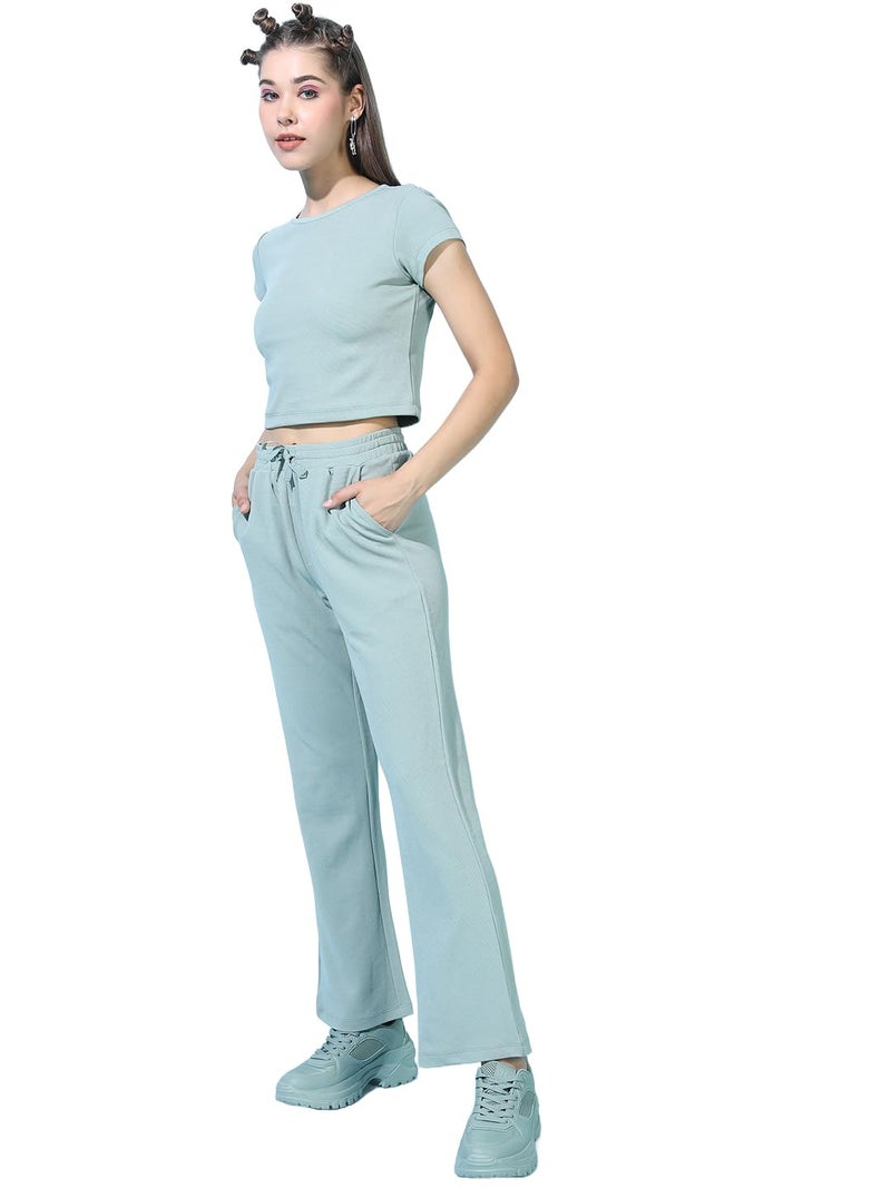 Tokyo Talkies Women Chic Crop Top & Drawstring Trousers Co-ord Set | Cap Sleeves | Stylish | Perfect for Casual Outings & Vacations - Image 5