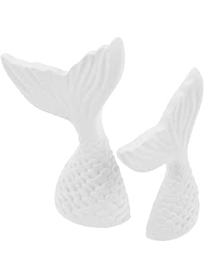 Gypsum Fish Tail Statue Coastal Nautical Tabletop Decor For Beach Theme Jewelry Photography - Image 1