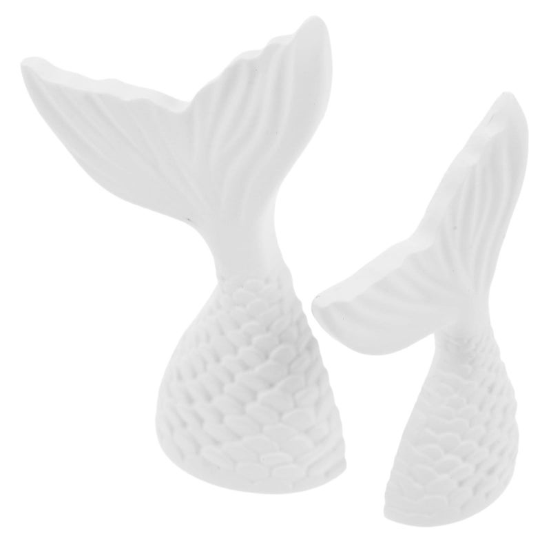 Gypsum Fish Tail Statue Coastal Nautical Tabletop Decor For Beach Theme Jewelry Photography - Image 2