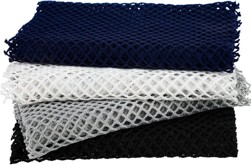 4 Pieces African Net Bath Net Sponge Body Exfoliating Polyester Cleaning Shower Body Scrubber Back Scrubber Exfoliating Wash Bath Cloth for Daily Use (Black, Blue, White, Gray,7.8 x 27.6 Inch)