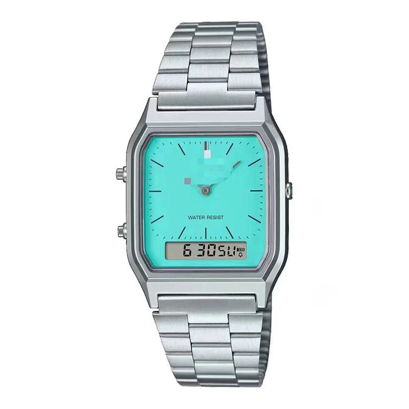 Non-woven AQ230W electronic watch classic retro steel belt small gold watch wholesale watch waterproof mens alloywhite chrome mint green white chrome mint green