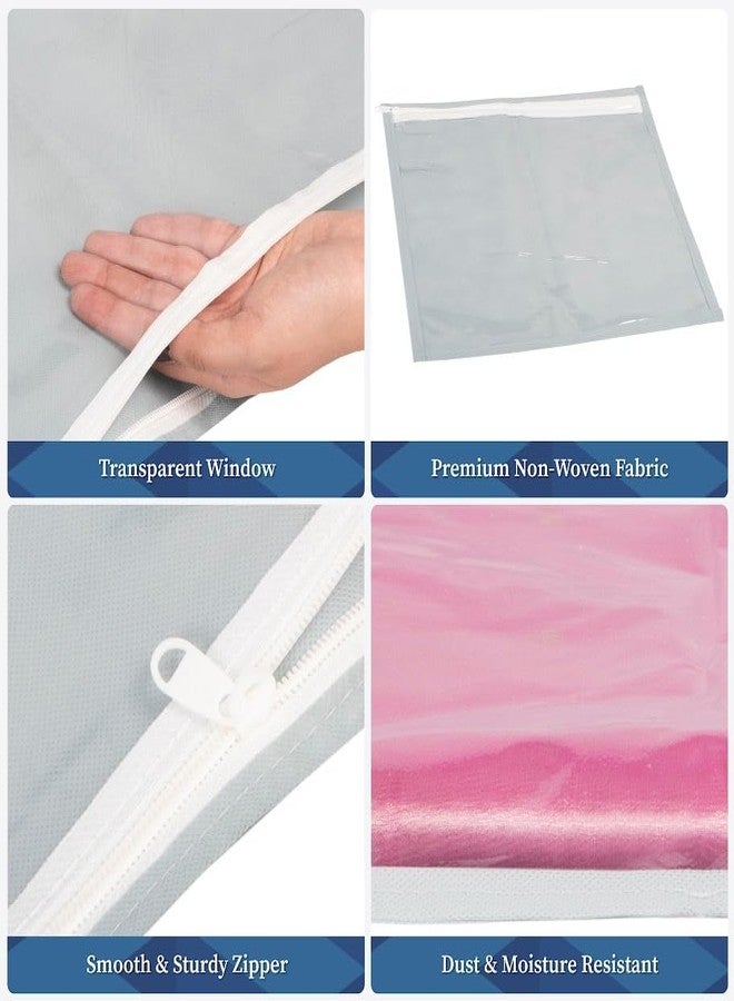 HomeStrap Polypropylene Set of 24 Single Saree Covers | Transparent Top, Foldable & Zip Closure | Clothes Storage Bag & Wardrobe Organizer | Dust & Moisture Resistant Organizers |Grey - Image 3