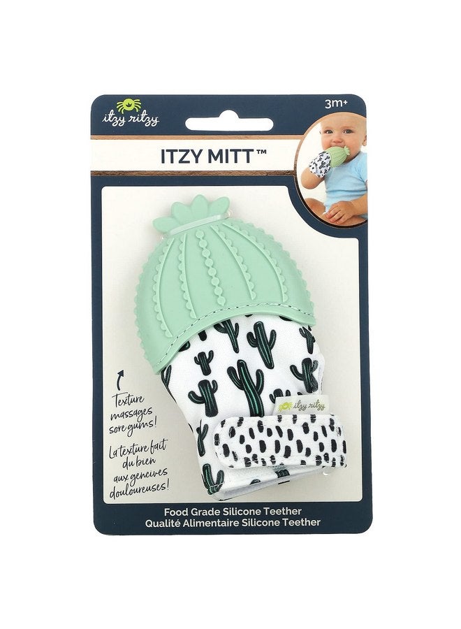 Itzy Ritzy Silicone Teething Mitt - Soothing Infant Teething Mitten with Adjustable Strap, Crinkle Sound & Textured Silicone to Soothe Sore & Swollen Gums - Baby Teething Toy For 3 Mos & Up, Cactus - Image 1