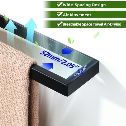 Alise Bath Towel Bar,Wall Mount Towel Holder Towel Rack Towel Hanger for Bathroom Lavatory,8 Inch SUS304 Stainless Steel Towel Rail,Matte Black GJF020-B - Image 5