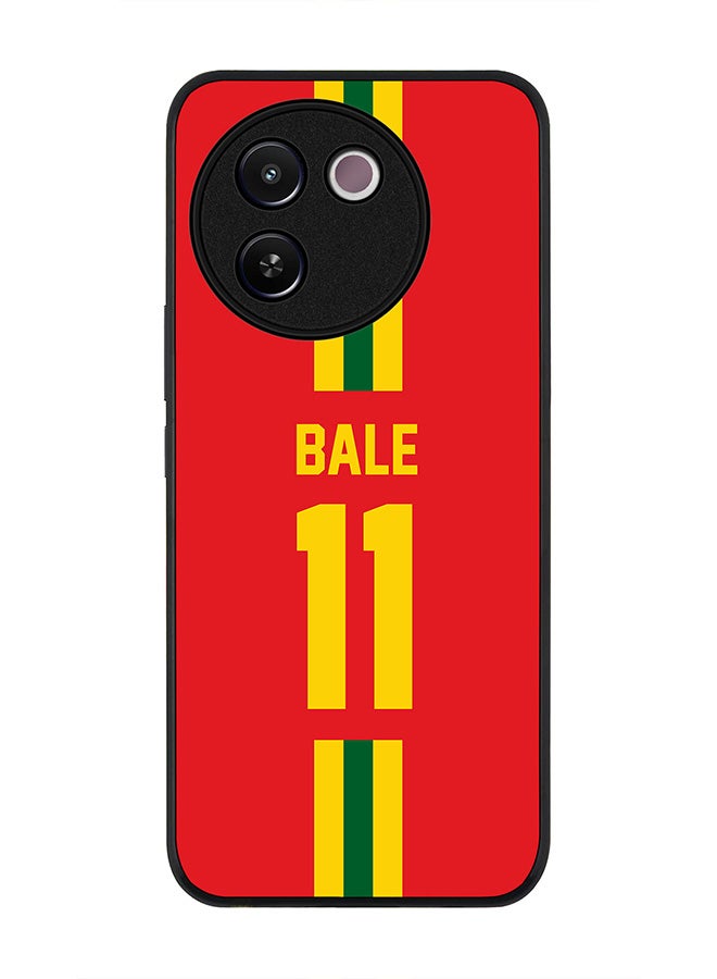 Stylizedd Rugged Black edge case for Vivo V30e, Slim fit Soft Case Flexible Anti Drop TPU Gel Thin Cover -  Football Team - Wales, Player Name - Bale - Image 1