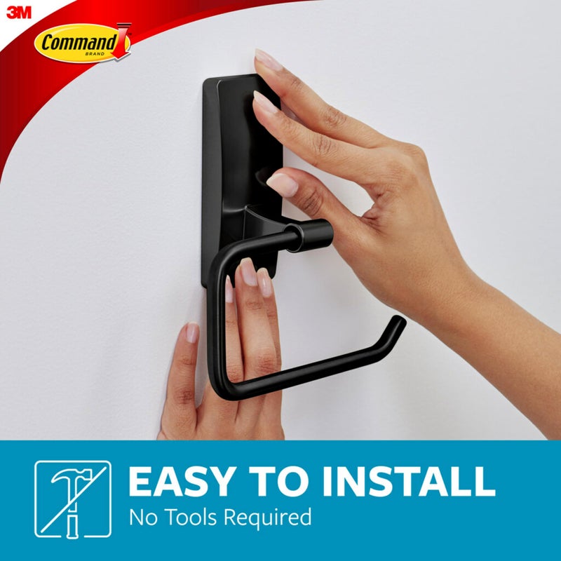 Command Toilet Paper Holder Matte Black with Water Resistant Command Strips  Rust Resistant Bathroom Organizer - Image 5