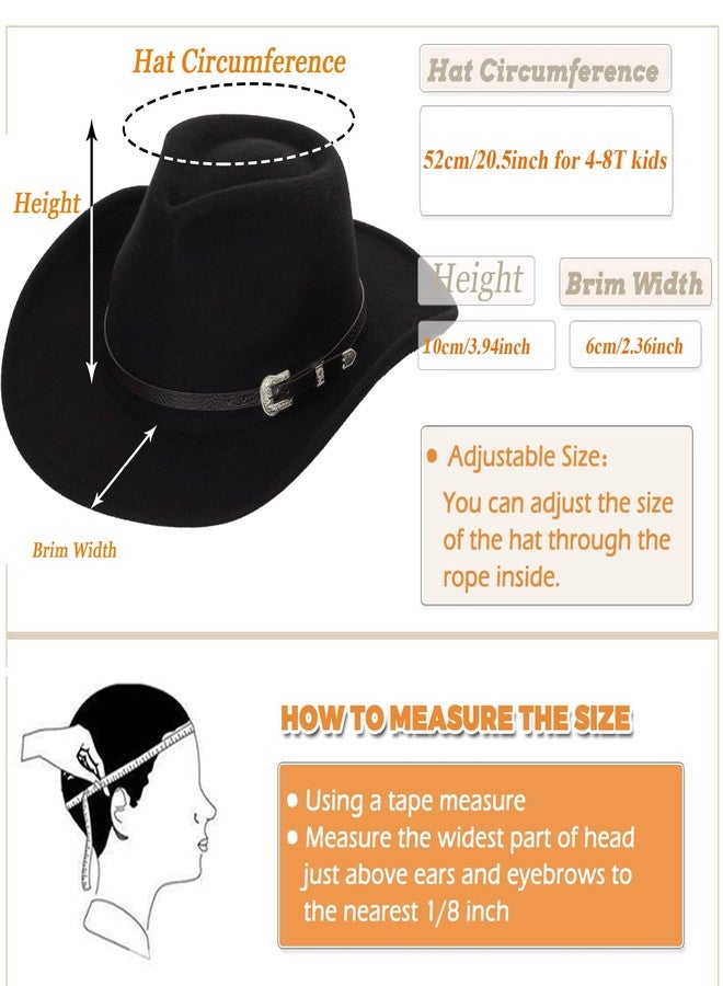 CXQRR Cowboy Hat for Boys Girls Western Felt Fedora Hat for Kids 3-6 Years - Image 5