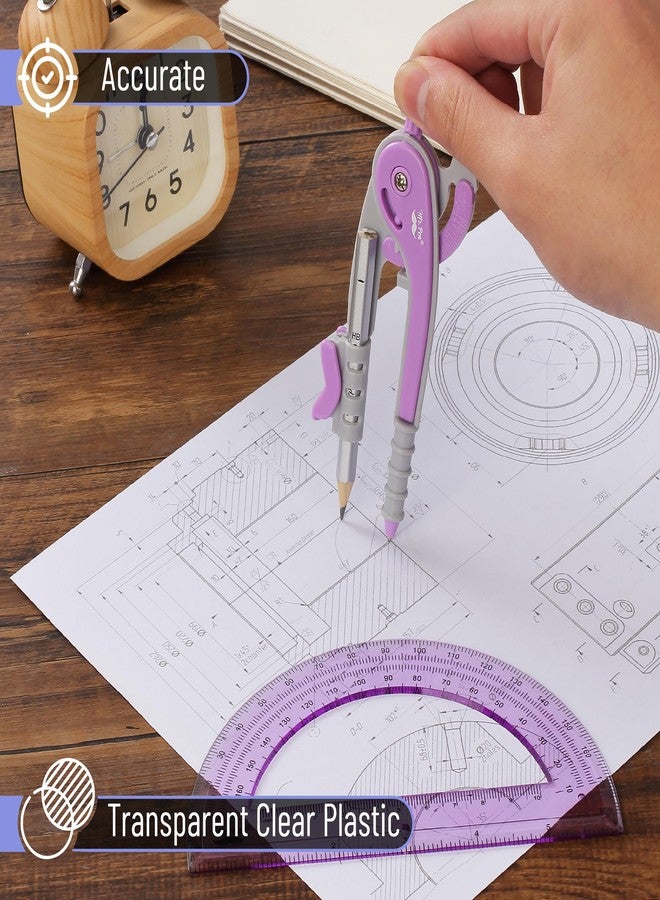 مستر. بين مجموعة فرجار ومنقلة من مستر بن، بنفسجي، أداة هندسية بالفرجار، مجموعة فرجار ومنقلة، أداة رسم بالفرجار، فرجار رسم، مجموعة منقلة، فرجار هندسي، لوازم العودة إلى المدرسة - Image 4