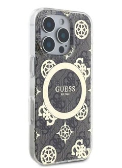 GUESS Magsafe IML 4G Design Hard Case With Peony for iPhone 16 Pro Max / Comfortable and Secure Grip / Easy Snap-On / Accurate Cutouts - Brown  - Image 2